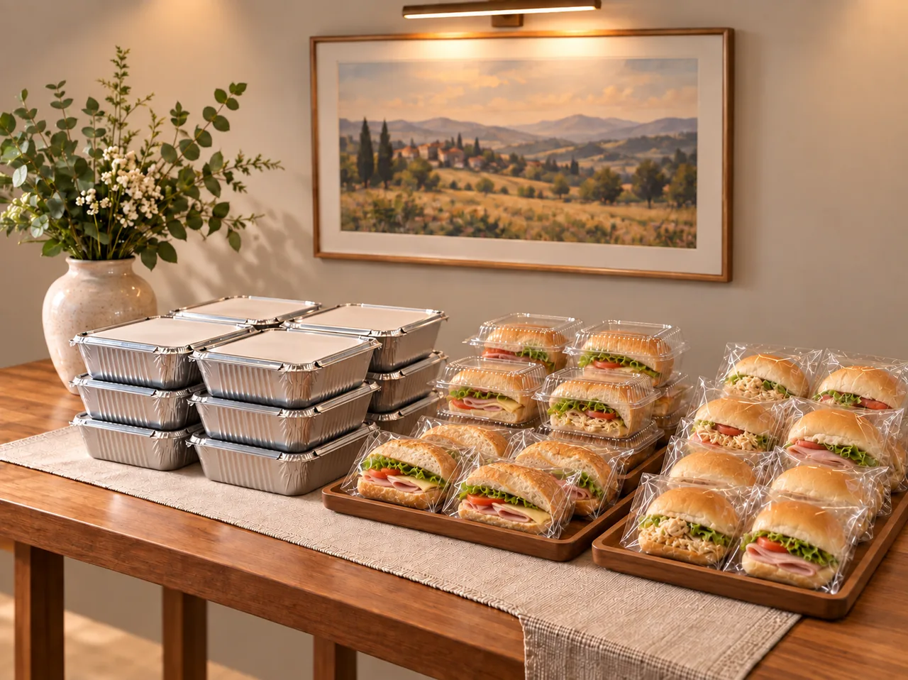 Marmitex e lanches embalados para eventos