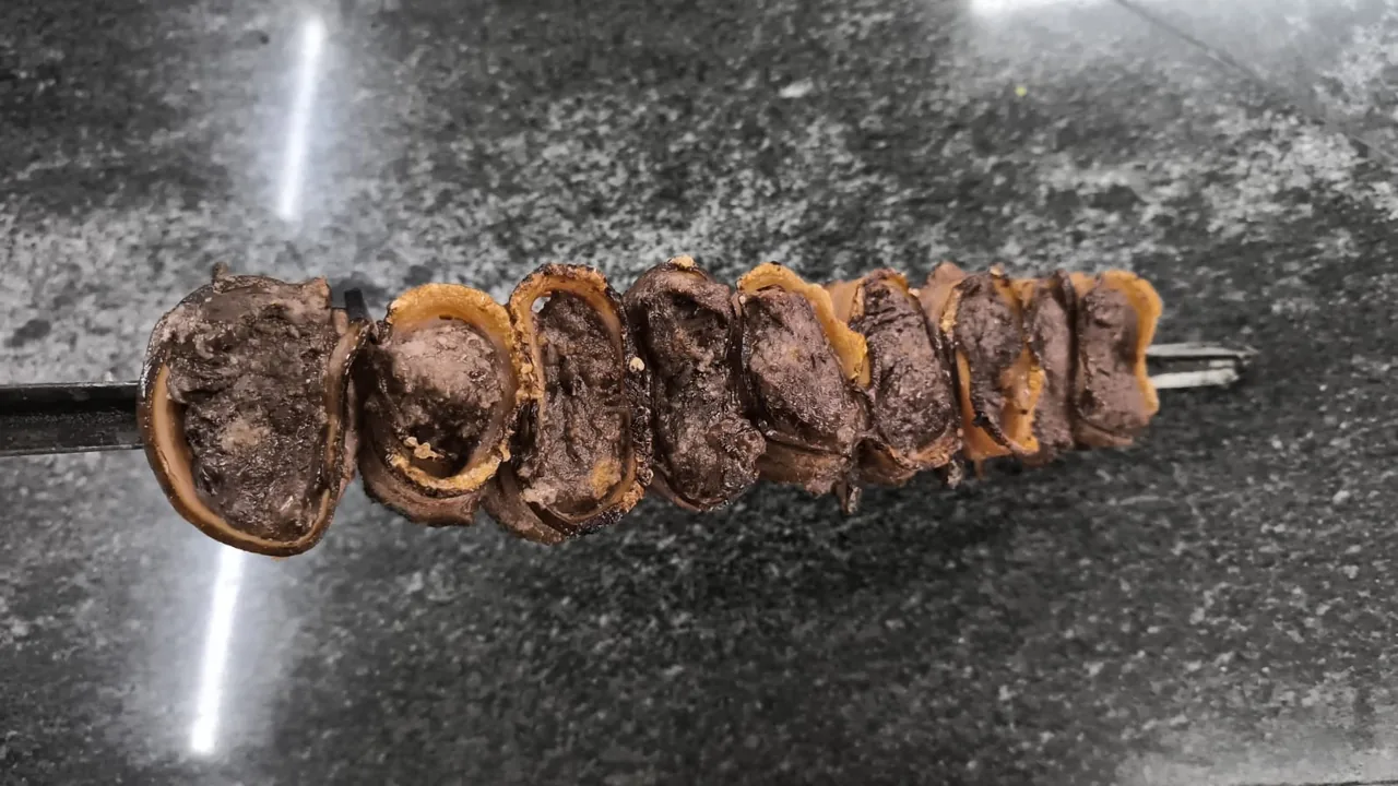 Medalhão de carne preparado na churrasqueira